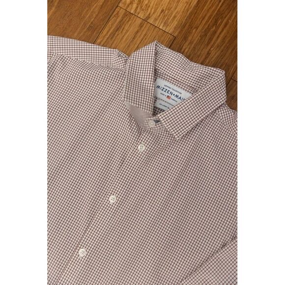 New‎ Mizzen + Main Men's XXL Dress Shirt Leeward Trim Fit Red White Button Up - Picture 1 of 9
